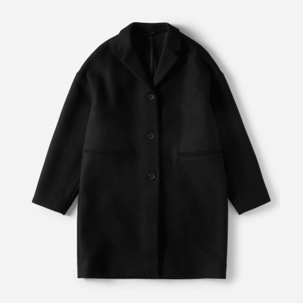 Everlane Italian Re-Wool Cocoon Coat - Black (US 00)